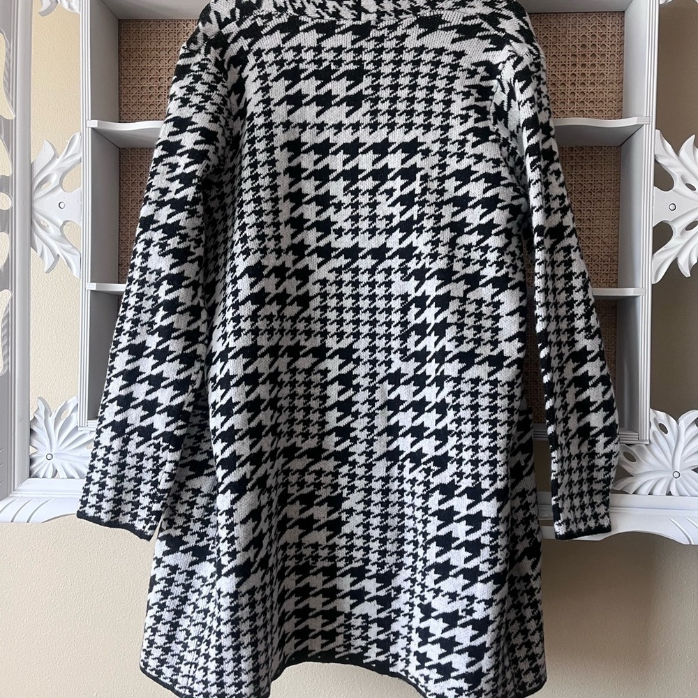 Nine West Black & White Houndstooth Open-Front Cardigan - Picture 4 of 7